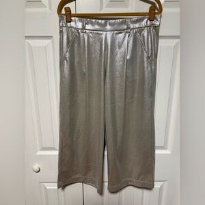Zara Elegant Silver Cropped Pants - see size comment please